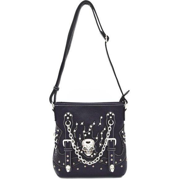 Sugar Skull Crossbody Bag Leather Purse Women Skeleton Day of Dead - Picture 2 of 4